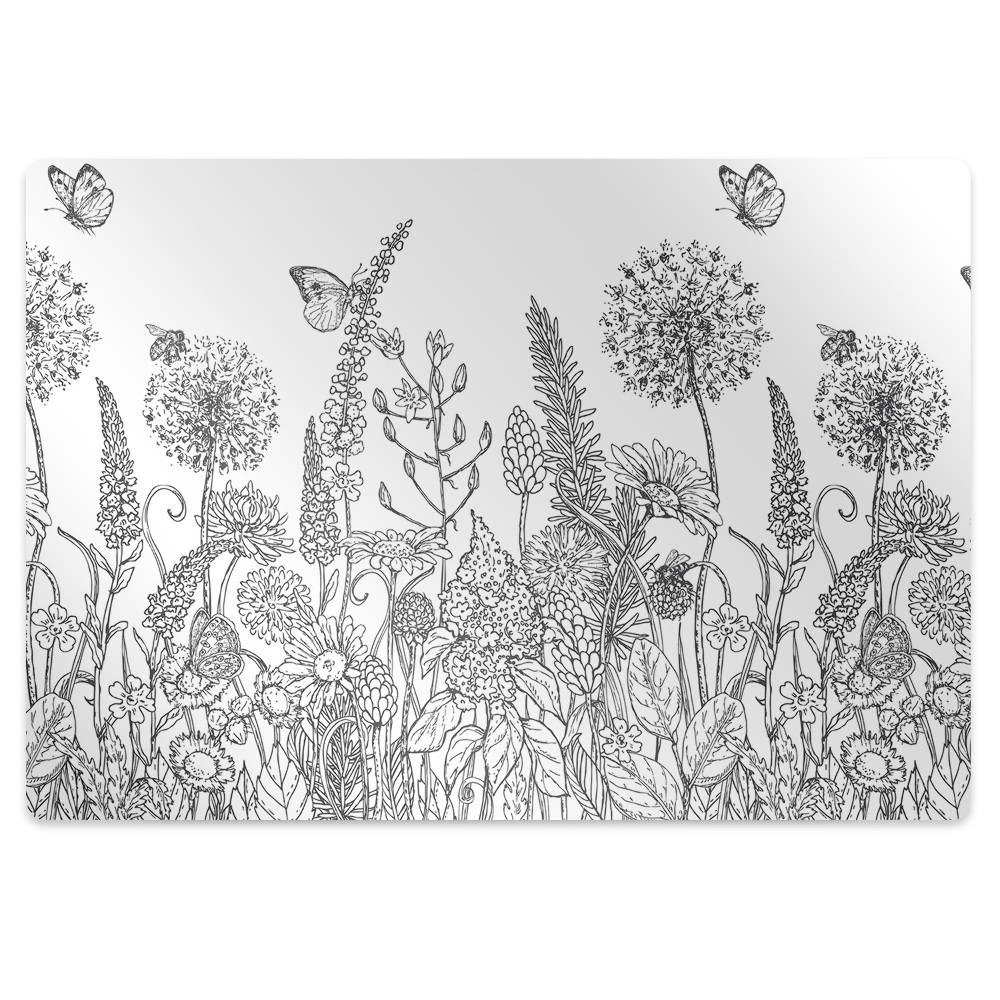 Mata ochronna na podłogę Szkicowane kwiaty