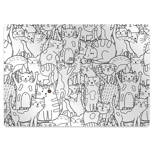 Dywanik pod krzesło obrotowe Koty doodle