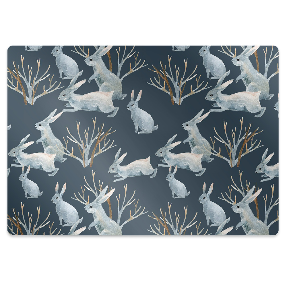 Mata ochronna pod krzesło Białe króliki