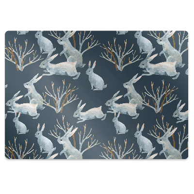 Mata ochronna pod krzesło Białe króliki