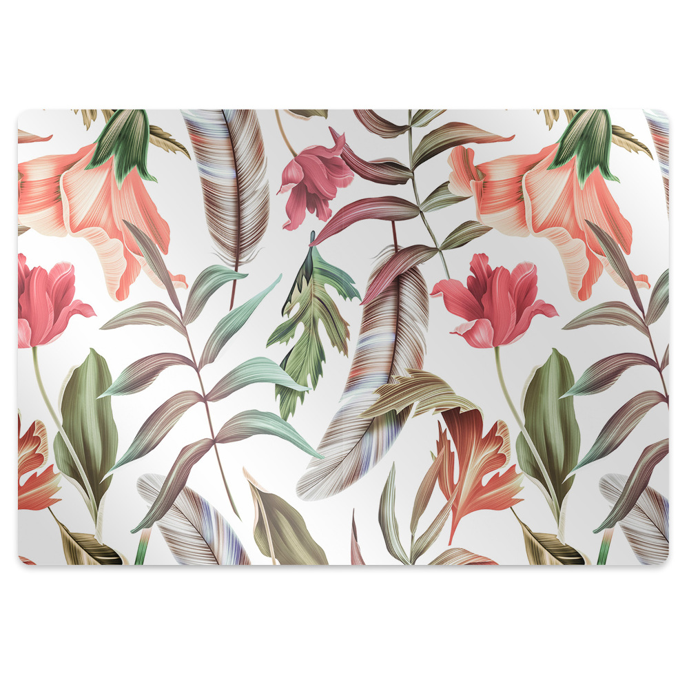 Mata pod fotel biurowy Rośliny i listki