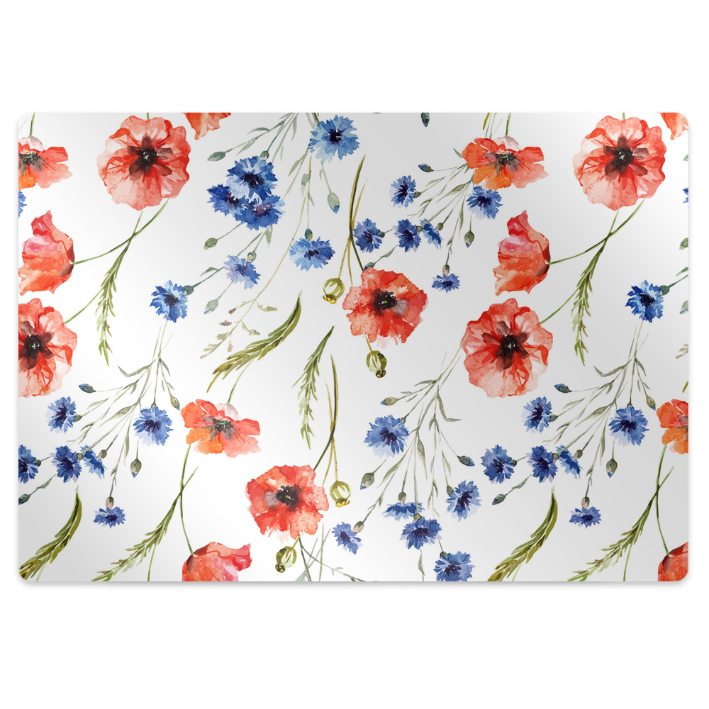 Mata pod biurko Czerwone kwiaty