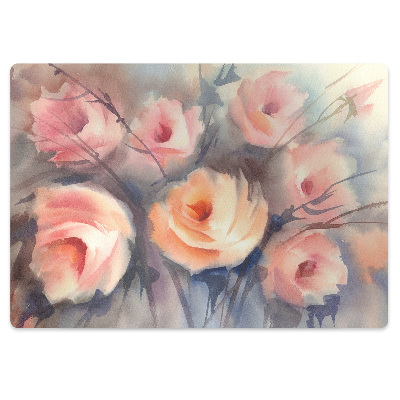 Mata pod biurko Pomarańczowy kwiaty róż