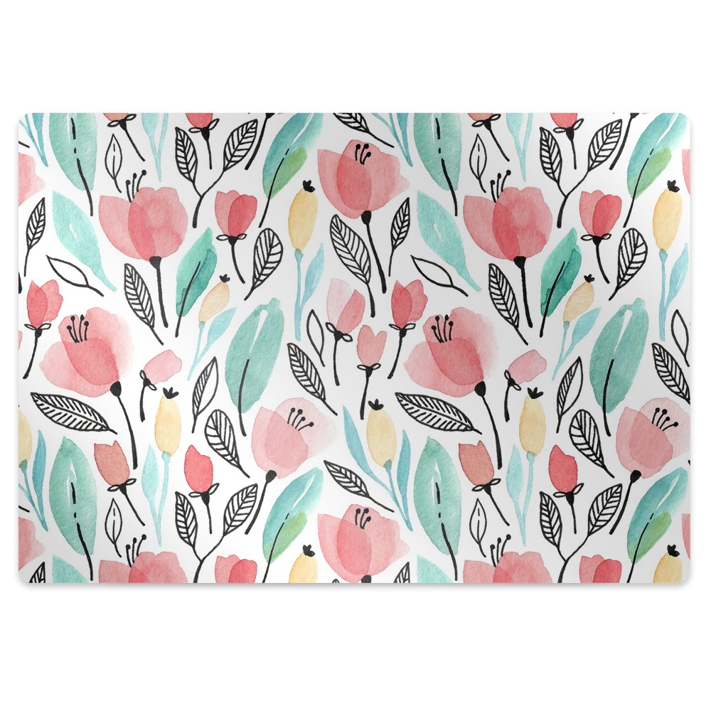 Mata pod biurko Kwiatki jaskrawe