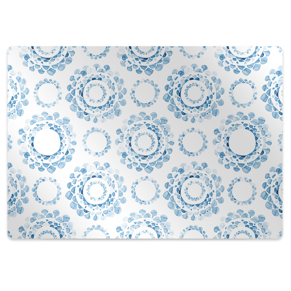 Mata pod fotel biurowy Błękitne wzorki w koła