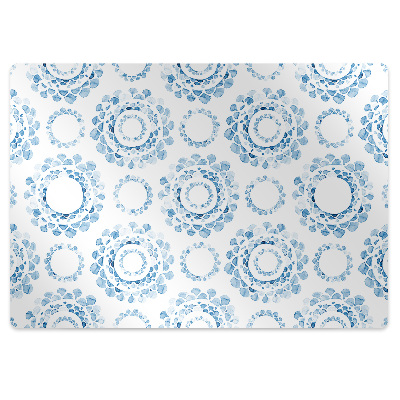 Mata pod fotel biurowy Błękitne wzorki w koła