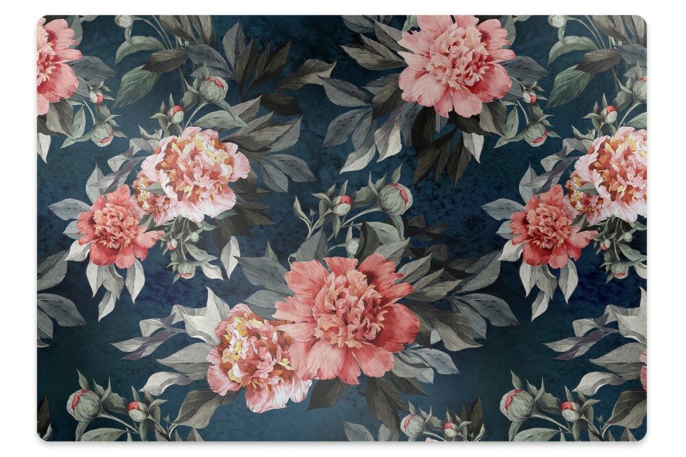 Mata ochronna pod krzesło Kwiaty peonii w czerwieni