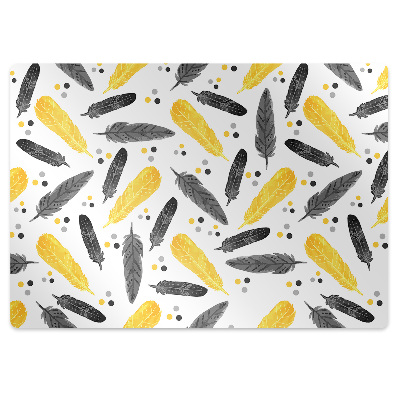 Mata pod krzesło Czarne i złote pióra