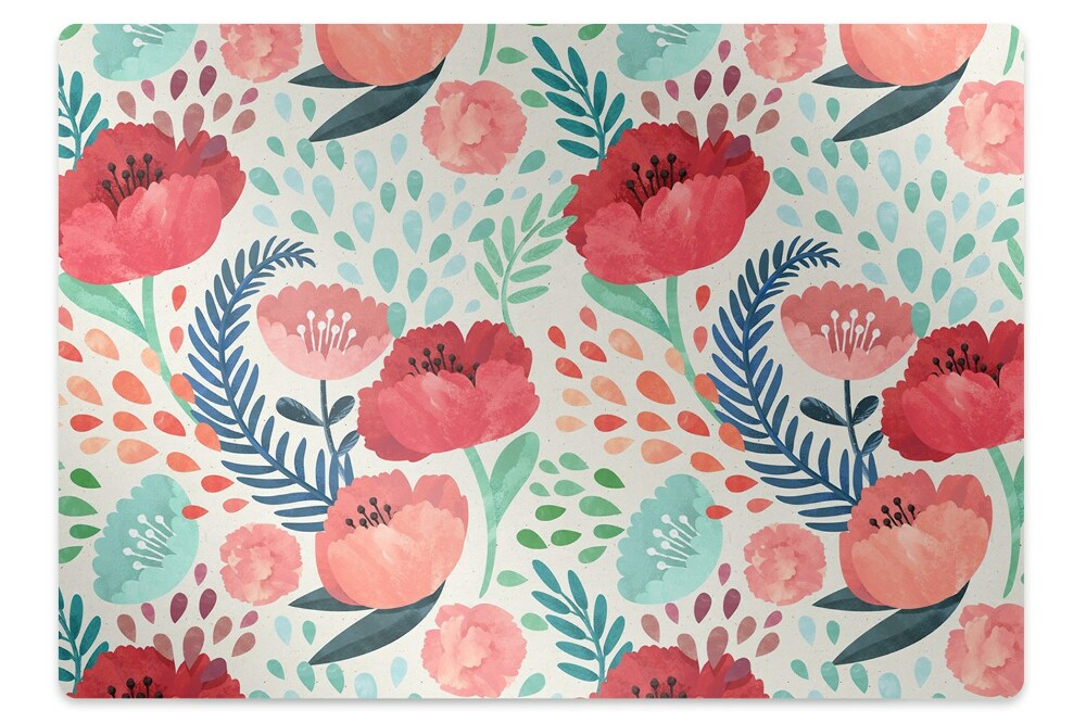 Mata ochronna na podłogę Maki w czerwieni