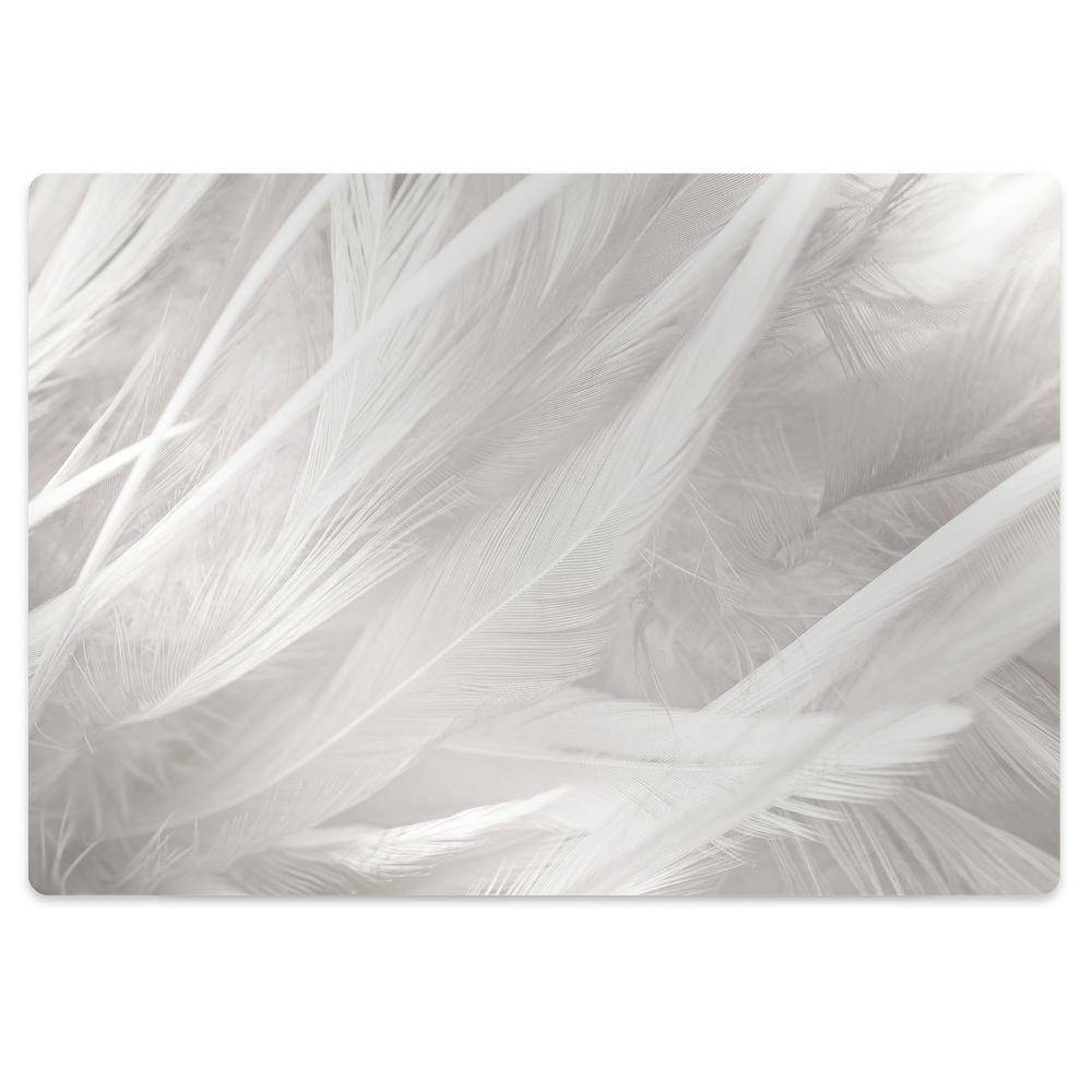 Mata pod krzesło biurowe Eleganckie białe pióra