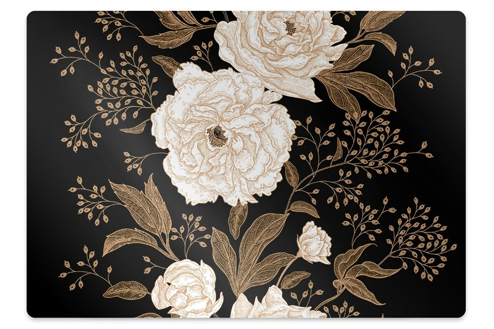 Mata pod fotel biurowy Kwiaty róż w stylu retro