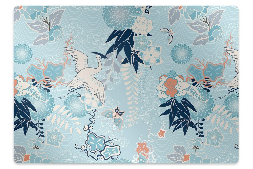 Mata pod krzesło Kwiatki w otoczeniu żurawia