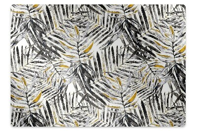 Mata pod krzesło biurowe Czarne listki