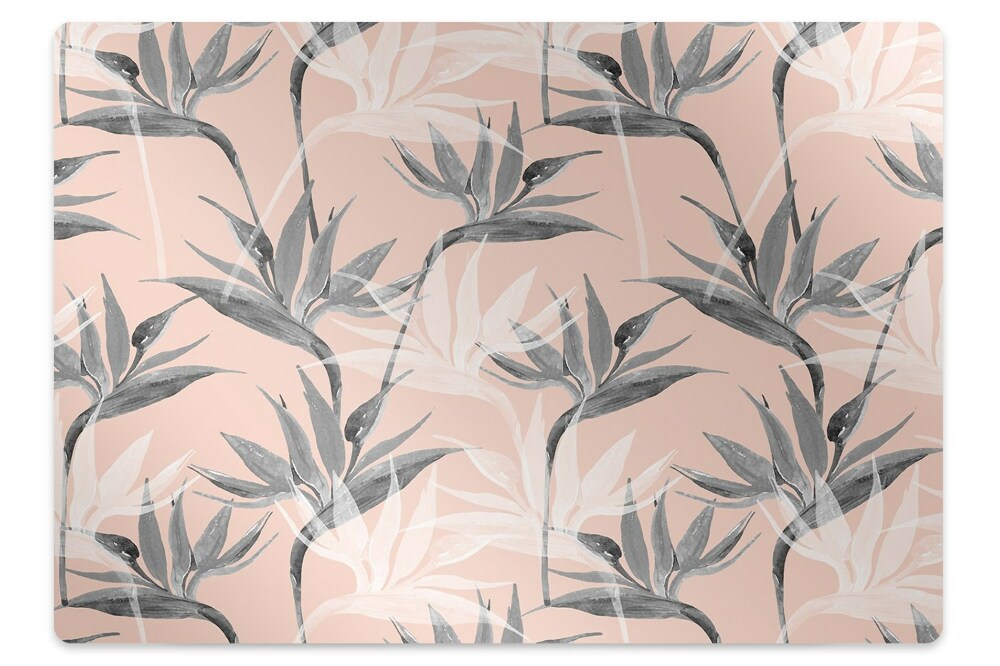 Mata ochronna pod krzesło Czarno białe kwiatki