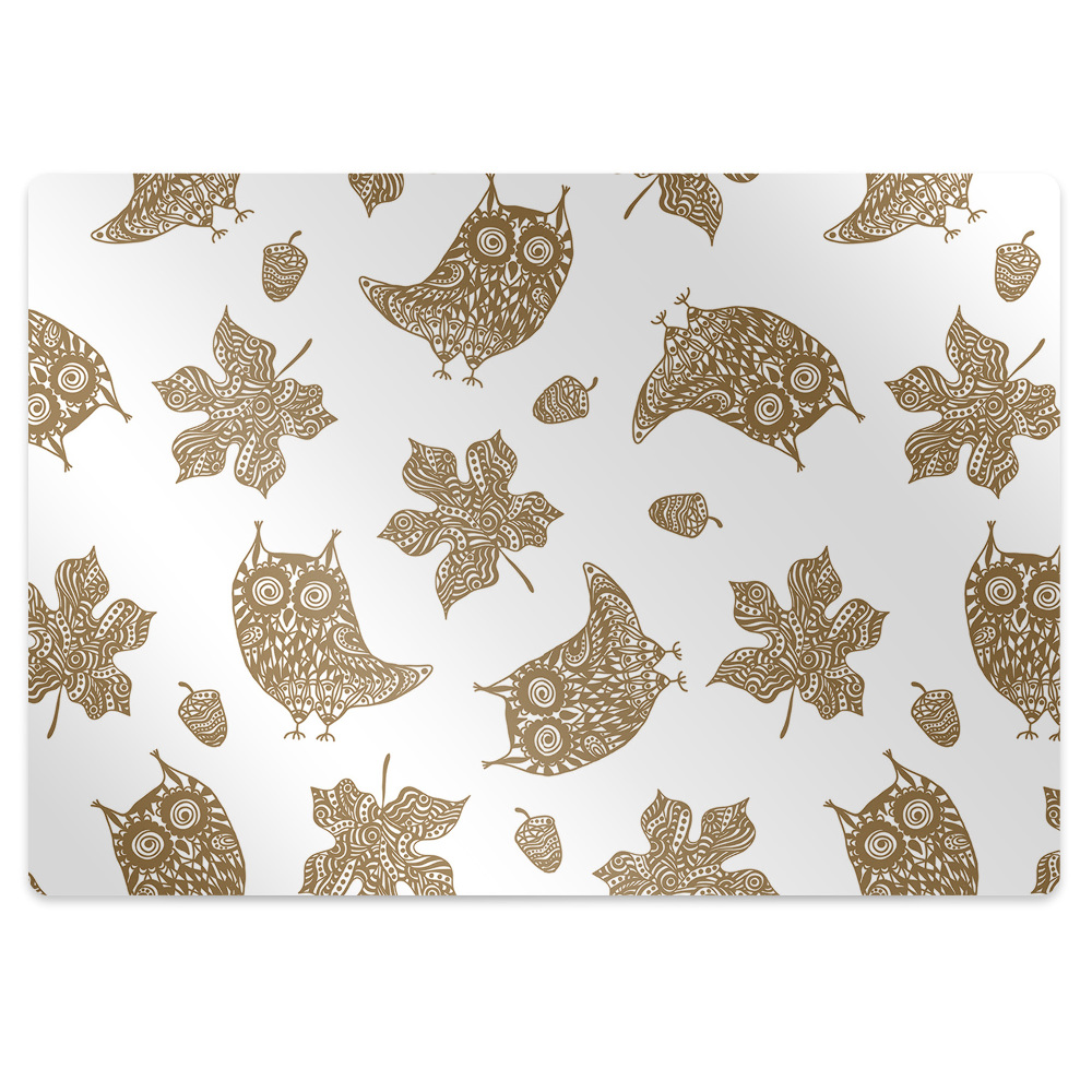 Mata pod krzesło Listki i sowy