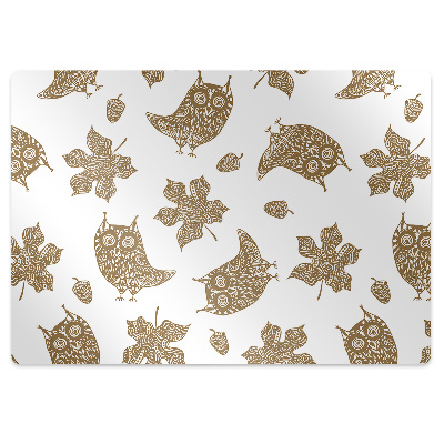 Mata pod krzesło Listki i sowy