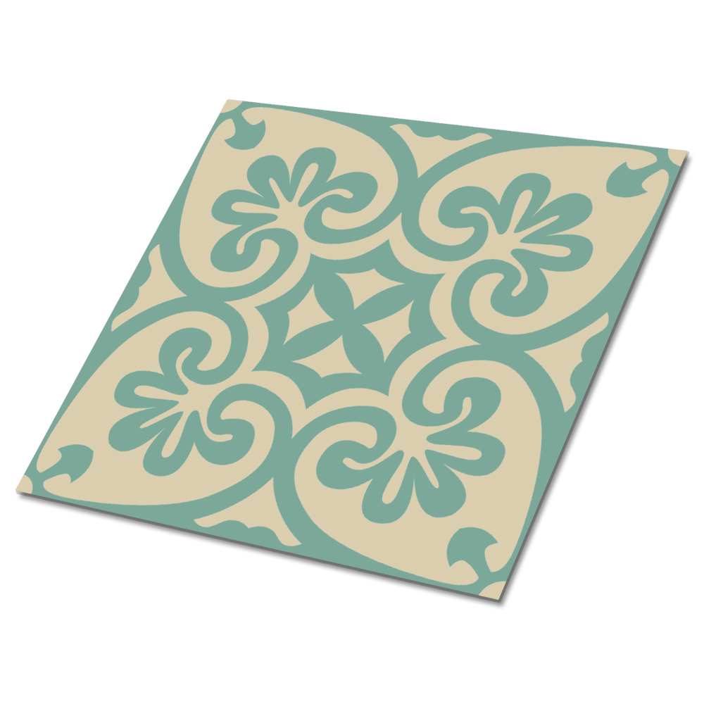 Samoprzylepne płytki na podłogę Arabski zielony wzór