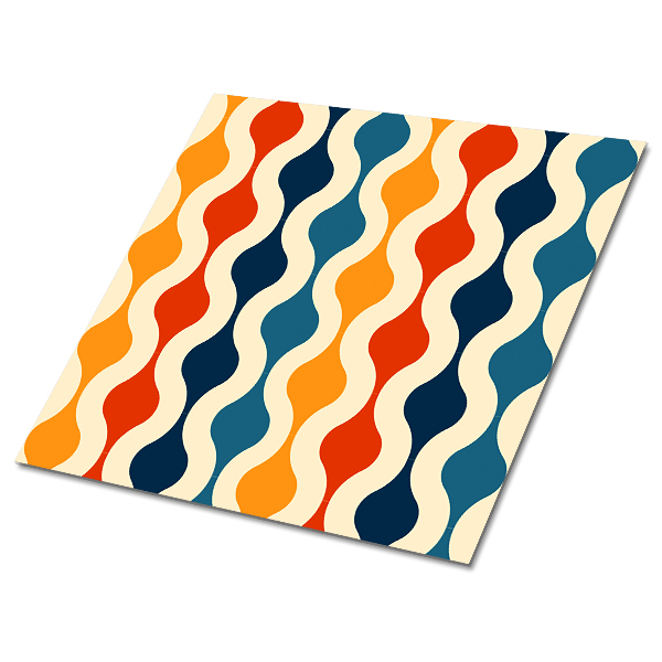 Samoprzylepne płytki na podłogę Kolorowe fale retro