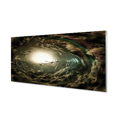 Obraz na szkle Ptaki na tle szarych chmur