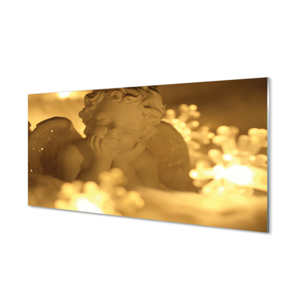 Obraz na szkle Aniołek złote światełka