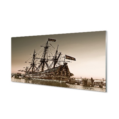 Obraz na szkle Statek żaglowiec w porcie