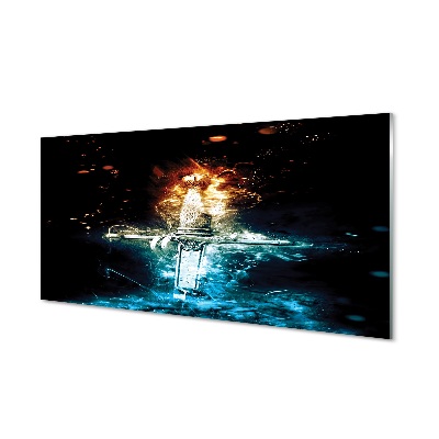 Obraz na szkle Miecz pomarańczowy i niebieski dym