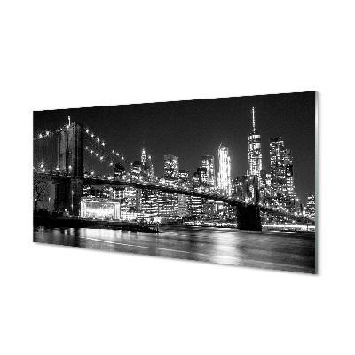 Obraz na szkle Czarno-biały most wieżowce
