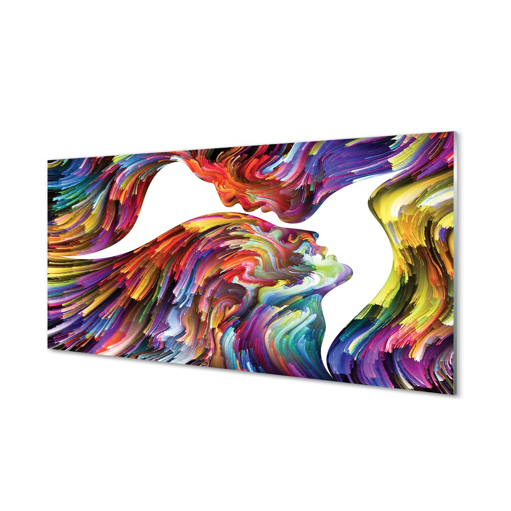 Obraz na szkle Kolorowe twarze para abstrakcja