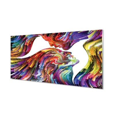 Obraz na szkle Kolorowe twarze para abstrakcja