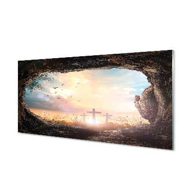 Obraz na szkle Widok na krzyże Jaskinia