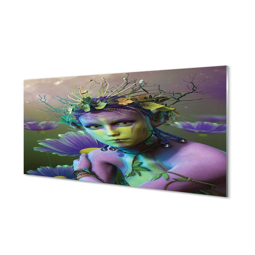 Obraz na szkle Fioletowy elf kobieta kwiaty