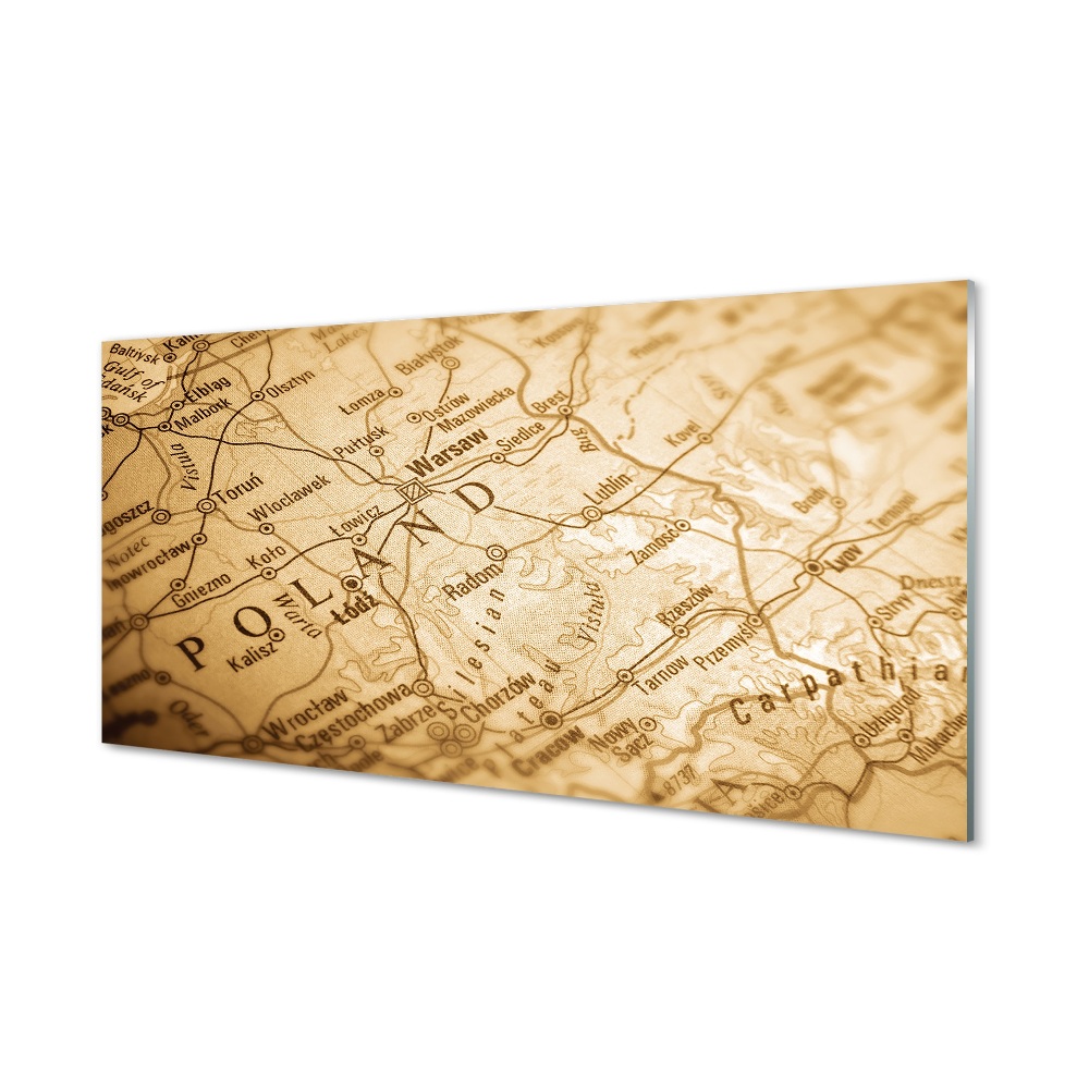 Obraz na szkle Mapa polski vintage