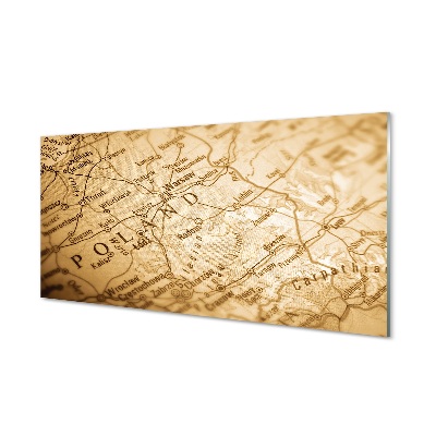 Obraz na szkle Mapa polski vintage