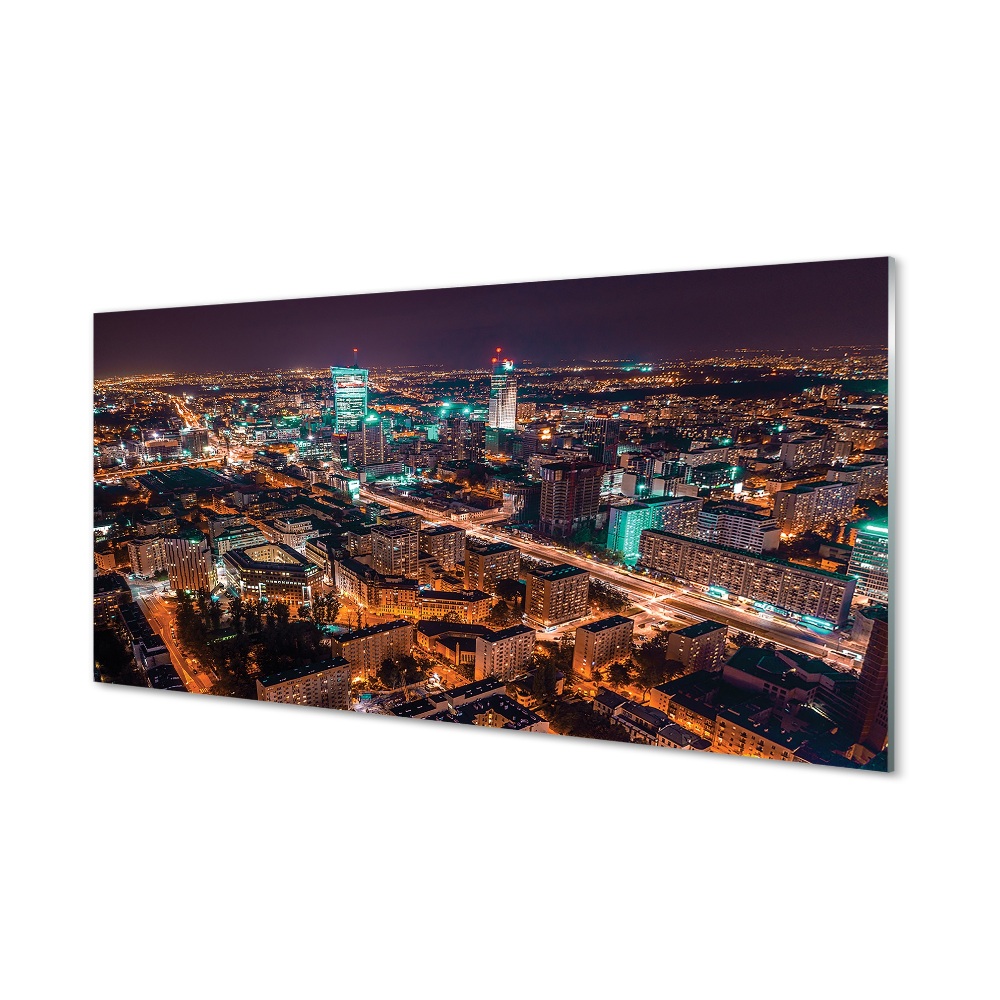 Obraz na szkle Warszawa Panorama miasta nocą