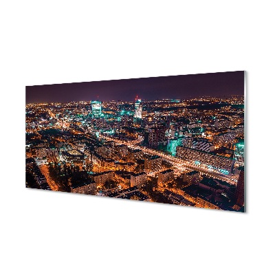 Obraz na szkle Warszawa Panorama miasta nocą