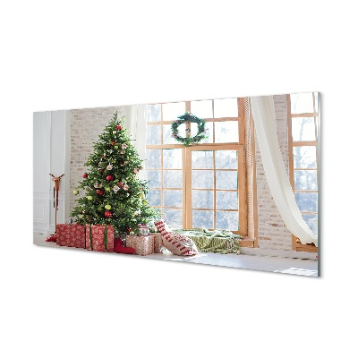 Obraz na szkle Świąteczne dekoracje choinka prezenty