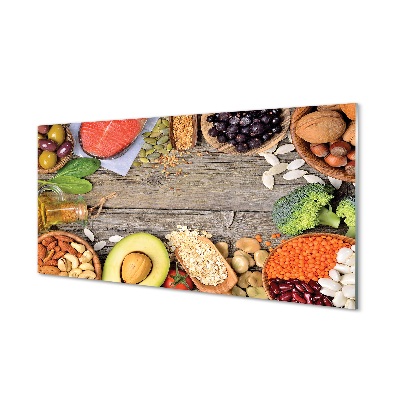 Obraz na szkle Fasola brokuł orzechy awokado