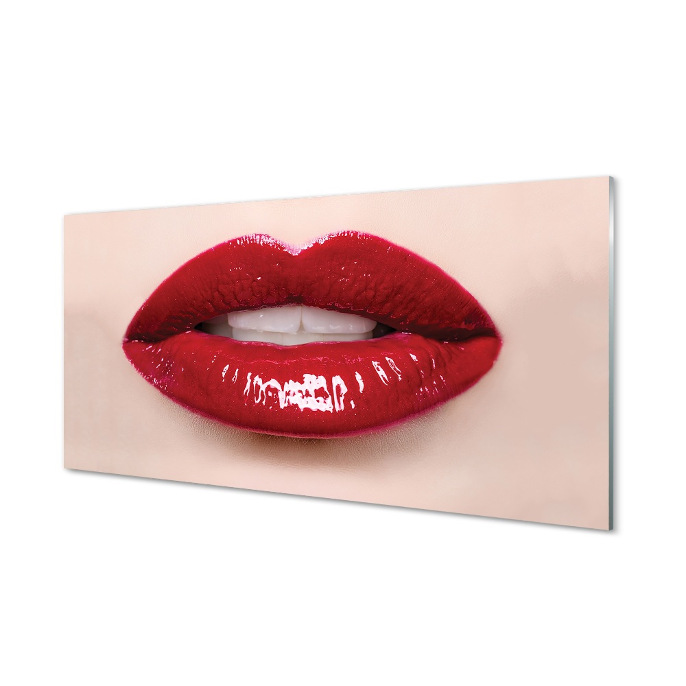 Obraz na szkle Czerwone usta białe zęby