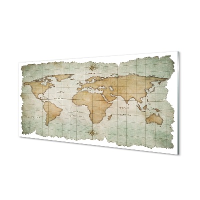 Obraz na szkle Mapa świata jasne brzegi