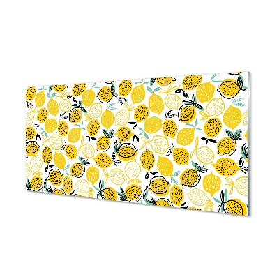 Obraz na szkle Cytryny i listki wzór