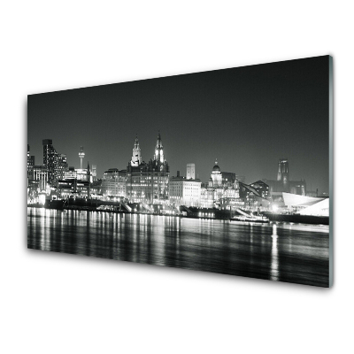 Obraz na Szkle Miasto Woda Domy Noc