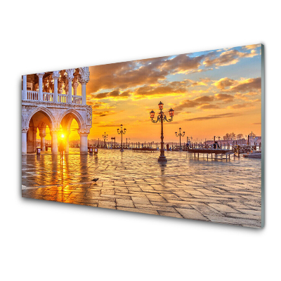 Obraz na Szkle Rynek Miasto Zachód słońca