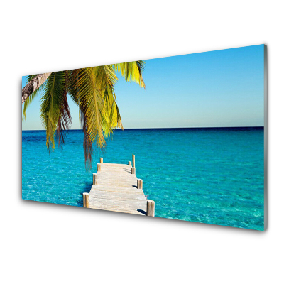 Obraz na Szkle Most na tle morza