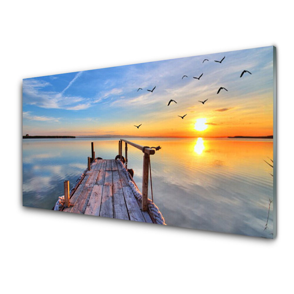 Obraz Szklany Morze i ptaki w locie