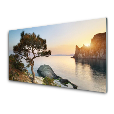 Obraz Szklany Drzewo na brzegu góry