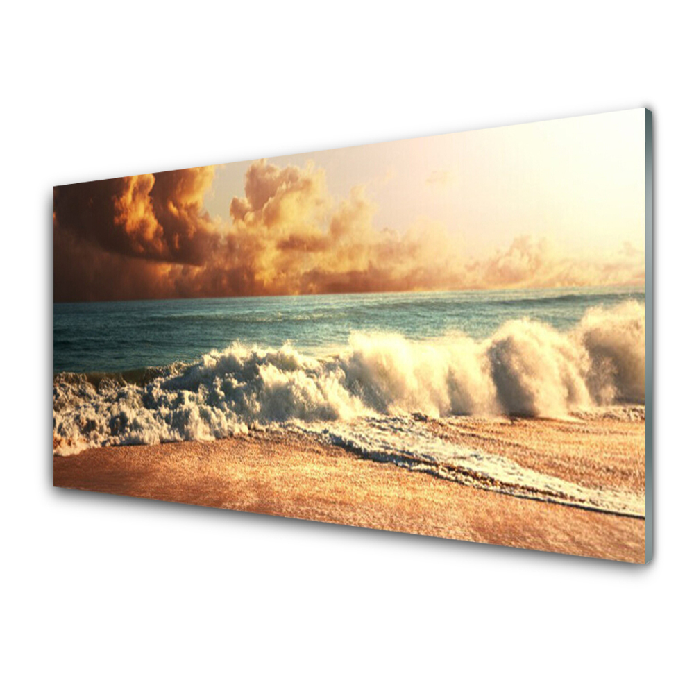 Obraz Szklany Wzburzone fale na brzegu