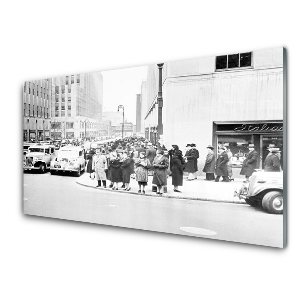 Obraz Szklany Czarno-białe Miasto Historia Retro