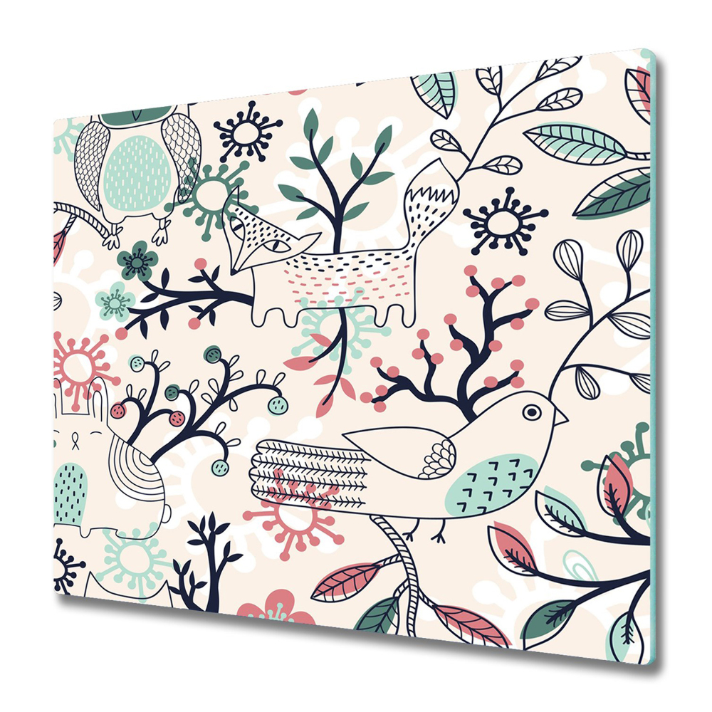 Deska kuchenna Rysunkowe zwierzęta wśród kwiatów