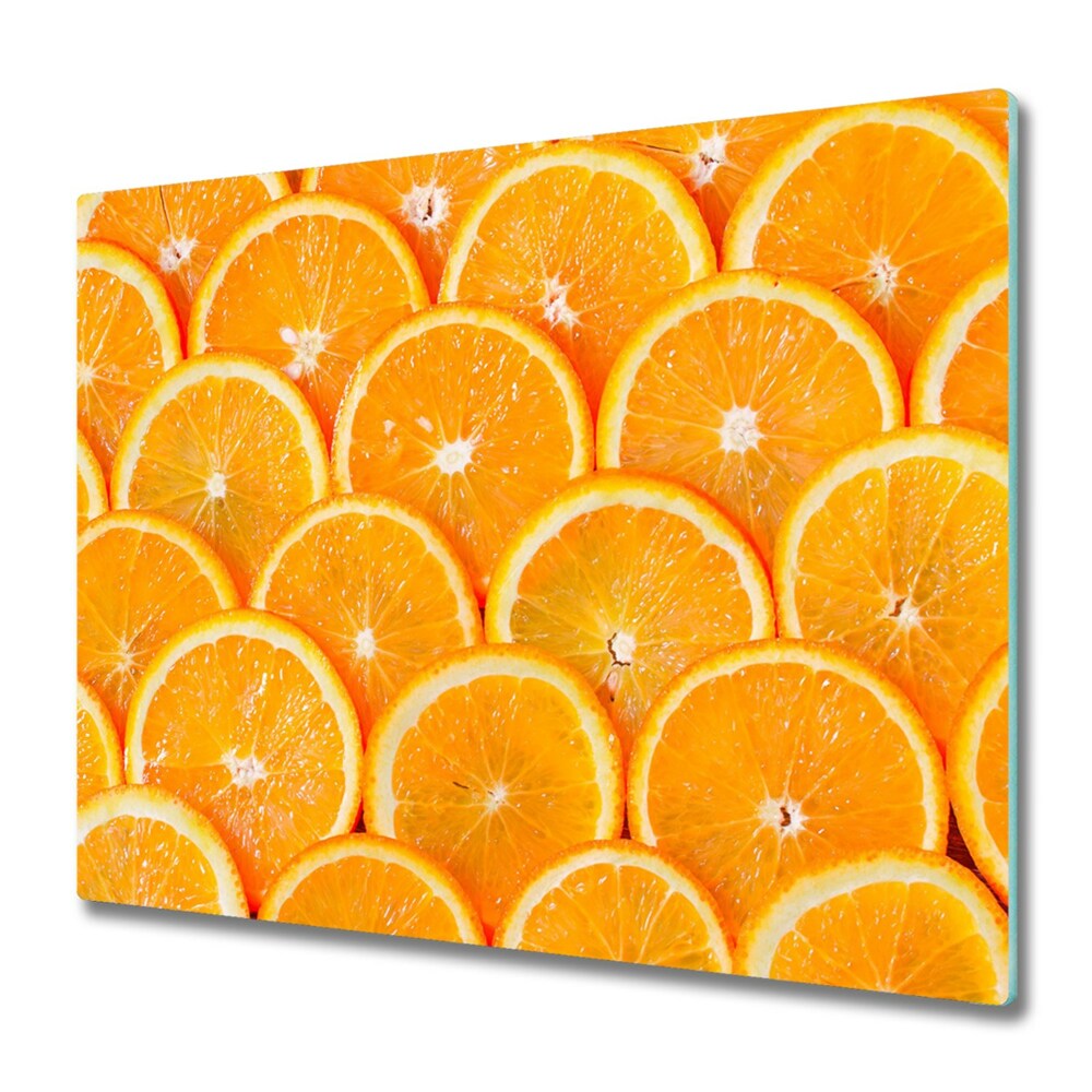 Deska do krojenia Równo ułożone plastry pomarańczy