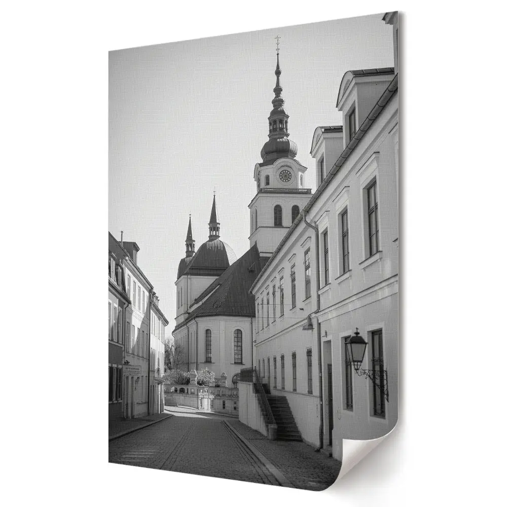 Nowoczesny plakat dekoracyjny Urok starego miasta w monochromie